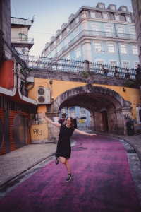 Dancing in pink street